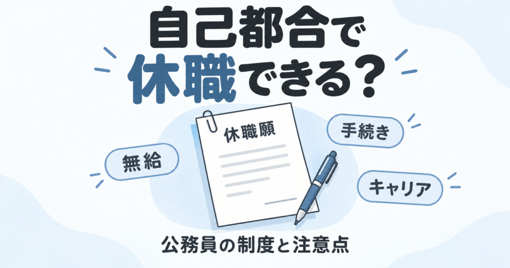 後悔しない公務員の自己都合休職｜デメリットと手続きを解説