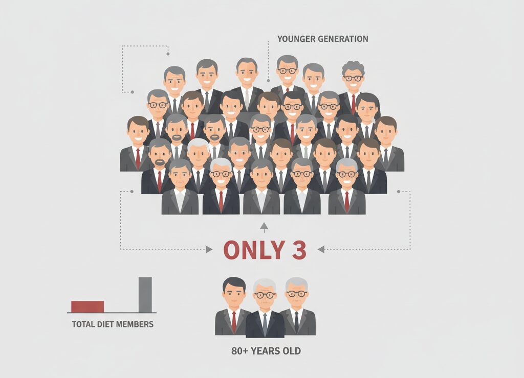 現在の国会議員で80歳以上は何人いるのか