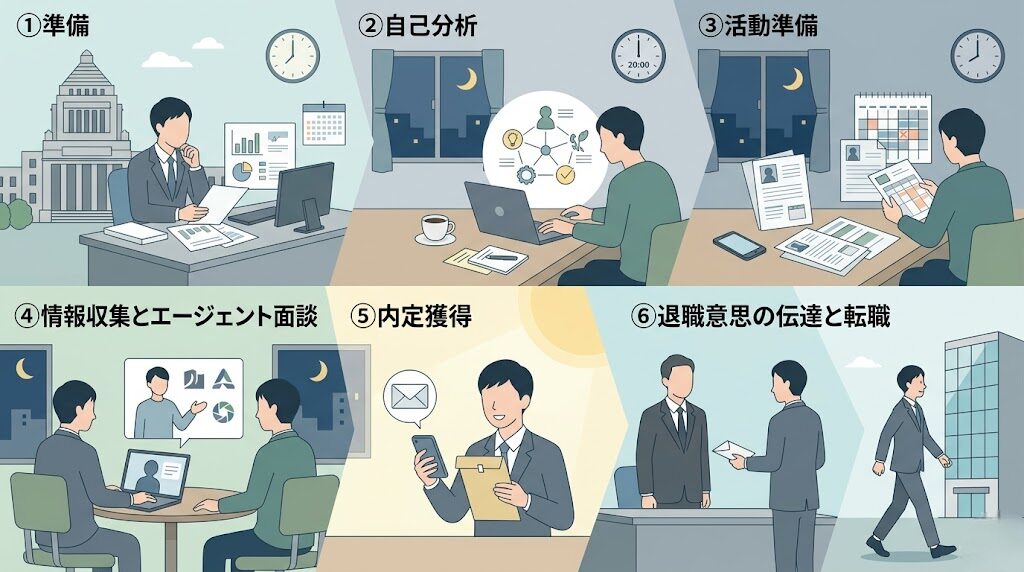 在職中の国家公務員が転職活動を行う手順